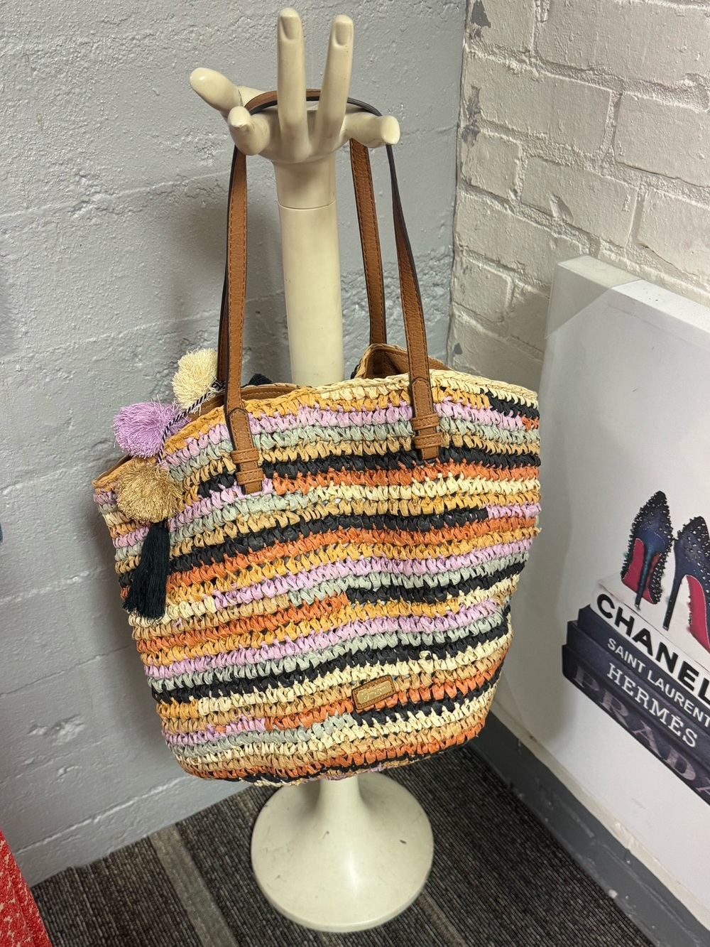 Jessica Simpson Multicolor Straw Weave Hobo Shoulder Bag